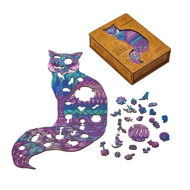 Magic Cat |  Puzzle din lemn  | 40x22cm | 161 piese