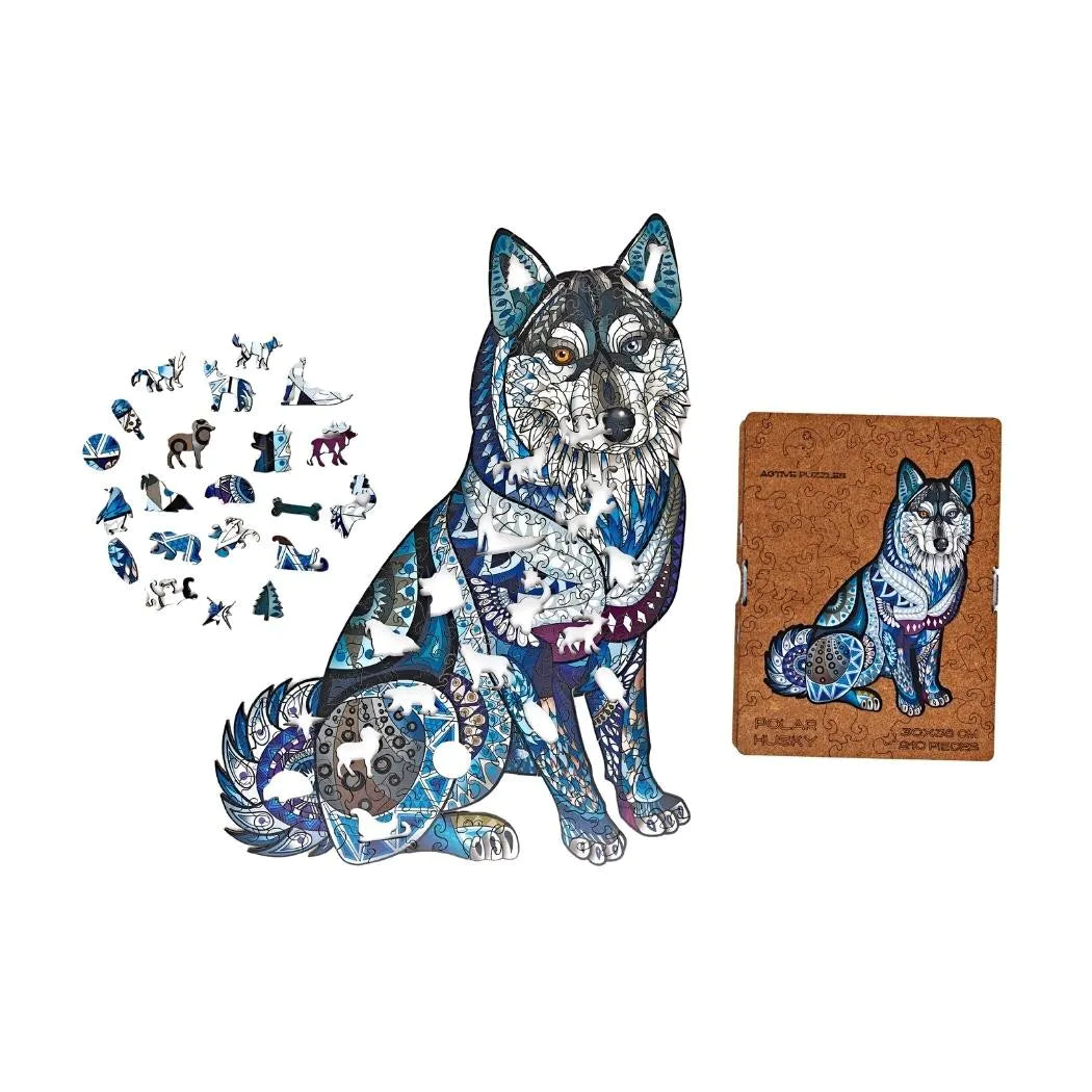 Huskie | Puzzle din lemn | 30x38cm | 210 piese